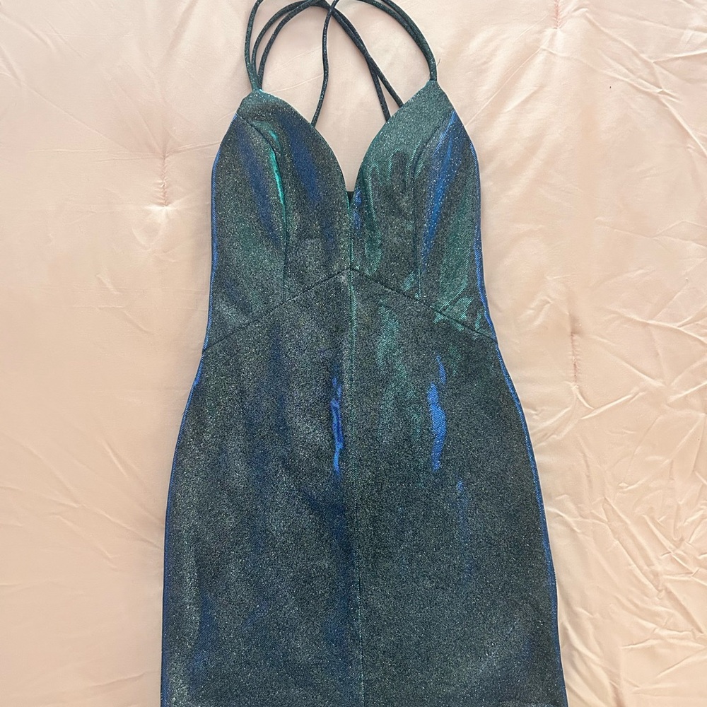 Shimmering Green Halter Dress